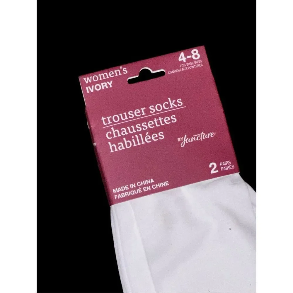 New With Tags‎ women Junction 2 pairs Trouser Socks size 4-8 ivory color